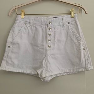 Rag & Bone White Denim High Waisted Shorts